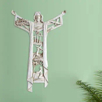 Risen Christ Church Wall Cross Miniature Crucifix Jesus Collectible Figurines Chapel Sculpture Backdrop Home Decorative