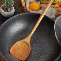 Non-stick Hand Wok Accessories Kitchen Utensil Wooden Frying Pan Tools Spatula Turners Shovel Cooking Tools