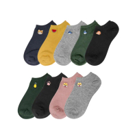 【VOLA 維菈】百搭刺繡船襪 短襪 多款圖案 動物/水果/夜市小吃遊戲(MIT台灣製 舒適透氣 棉襪)