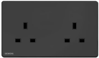 西門子 DELTA®arina 13A 雙位插座 型啞黑