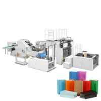 Fully Automatic Flat Paper Handle Square Bottoms Food Cloth Shopping Mall Kraft Paper Bag Making Machine for Making Food Bread