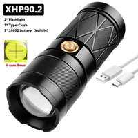 【日本代購】XHP90.2 超亮 LED 雙頭手電筒防水可充電可變焦手電筒工作燈聚光燈泛光燈籠