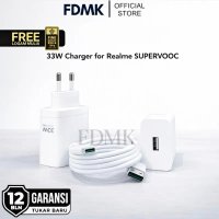 Charger for Realme 33W SuperVooc Satu Set Adaptor + Kabel Data Type-C Garansi 12 Bulan Adapter Cable