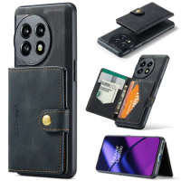 JEEHOOD Luxury Detachable Card Bag Wallet Case for OnePlus 11 Nord 2 N200 OnePlus 9 Pro Magnetic Leather Case Phone Bag