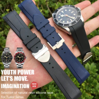Natural Rubber Silione Watchband 20mm 22mm for Tudor Black Bay 1958 GMT 41mm Pelagos Blue Orange Black Sport Strap Gift Tools