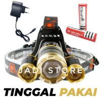 Senter Headlamp Cree XM-L 3T6 10000 Lumens Senter Kepala 3 LED Senter Kepala 3 Lampu LED Bisa Zoom S