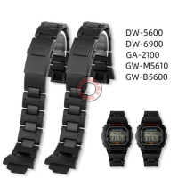 High Quality Plastic Steel Watchband for Casio G-SHOCK DW5600 DW-5600 DW-6900 GA2100 GM2100 GW-B5600 GW-M5610 Strap 16mm Black