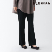【MUJI 無印良品】女聚酯纖維彈性細褶寬版緊身長褲(共3色)