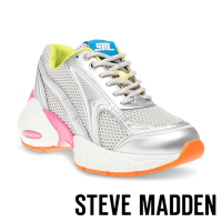 【STEVE MADDEN】SATELLITE 鑽面拼接綁帶老爹鞋(銀色)