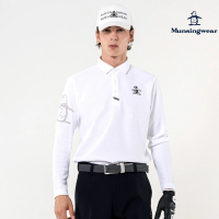 Munsingwear 企鵝牌 男款白色日本製企鵝印花長袖POLO衫 MGUT2B10