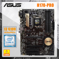 ASUS H170-PRO+ i3 6100 Motherboard+CPU Kit Intel H170 LGA 1151 Socket for Core i3 i5 i7 6300 6500 6600 6700 7100 7300 7500 7700