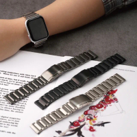 【ALL TIME 完全計時】經典三排珠鈦錶帶 Apple watch 38/40/41/42/44/45通用錶帶