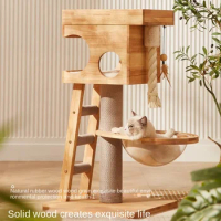 Cat Tree Cat Scratch Rack Cat Tower Wooden Space Saving Capsule Pet Furniture Pet Supplies