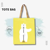 Tas Tote Bag Canvas Dailiy Eco Friendly Creative Bear and Friends Cartoon Printed 38 x 33 cm JPTC43