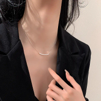 999 Pure Silver Minimalist Smiling Clavicle Necklace