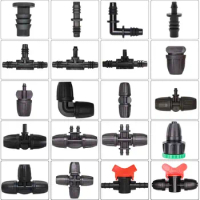 8/11mm To 4/7mm Hose 3/8'' To 1/4''Barb Barbed Lock Tee Straight Elbow End Plugs Connector Connect 8/11mm 4/7mm Hose Garden
