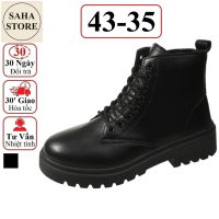Giày boot nữ big size 43 42 41 SAHA228 giầy độn đế 6cm martin cao cổ bốt boost đen tăng 6p chiến bin