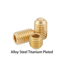 M3/M4*2.5/3/4/5/6/8/10/12/20 DIN916 Alloy Steel Titanium Plated Hex Hexagon Socket Gold Cup Point Headless Grub Set Screw