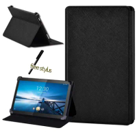 Leather Anti-fall Tablet Case for Lenovo Smart Tab M8 / Tab M10 Universal Tablet PU Leather /Shockproof Cover Case +Stylus