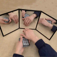 3-Way Mirror Sean Yang Practicing Mirror for Card Magic Gimmick Illusion Magic Tricks Accessory Stage Professional Magician Pad