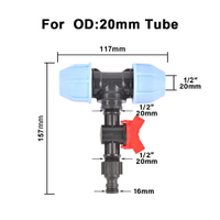 PE Reducing Tee 1/2" to 20/25/32mm Quick Coupling Locking Fitting for Irrigation