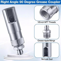 Grease Coupler Right Angle 90 Degree Push-on Slotted Grease Gun With 1/8 Inch NPT Threads Slotted Standard Grease Couplers Nippl
