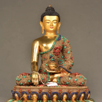 Sakyamuni boutique 45cm filigree Tantric The Buddha Buddha Statue Tibetan III Buddha Nepalese bronze ornaments