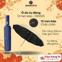 Ô che mưa gấp gọn OD003, ô gấp gọn tự động 12 nan kép chắc chắn, che mưa che nắng, chống tia UV, nhỏ