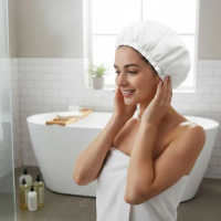 Waterproof Shower Cap, Terry Cloth Absorbent Hair Drying Size, Shower Cap. Microfiber Cap, F6D7