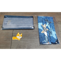 購買手工口罩外套 送★淨新 絕版微笑 智慧撞色/鐵灰藍邊撞灰 成人平面口罩(一包5入)★