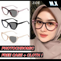 【 Cat Eyes】Photochromic Eyeglasses For Women Anti-radiation Eyeglasses Anti-UV Light Change Color Ey
