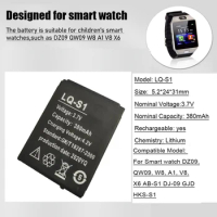 1-4PCS LQ-S1 3.7V 380mAh Rechargeable Lithium Battery For Smart Watch AB-S1 HLX-S1 DZ09 DJ-09 W8 A1 V8 X6 FYM-M9 SCX-M9 QW09