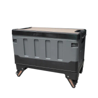 【鋼鐵力士 Steel Tycoon】木板摺疊收納箱 黑白色 60L(露營箱 車用收納箱 玩具箱 整理箱 折疊箱)