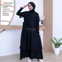 CutetRiK Gamis ALORA GM-195 Baju Muslim Dress Anak Remaja Tanggung Hitam Brokat Manasik Haji Umroh P