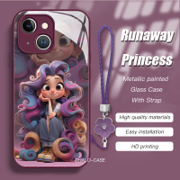 Ốp lưng iPhone 16 Pro Max Ốp lưng kính bằng kim loại sơn ốp điện thoại 16Plus 16Pro IP16 có dây đeo