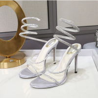 Fashion Summer Snake Twine Around Crystal Women Sandals Luxury Rhinestones Thin High Heels Gladiator