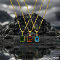 KALUNG STAINLESS STEEL EMAS TAHAN AIR & TAHAN KARAT LIONTIN BATU PERMATA ZAMRUD RUBY SAPPHIRE UNTUK 