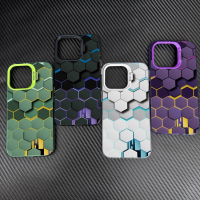 Casing Simple Honeycomb Luxury Hard Case For iPhone 15 Pro Max 14 Plus 13 12 11 4G 5G Fashion Lingge