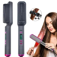 ECHOME Electric Hair Straightener Combs Ladies LCD Straight Hair Comb Anion Negative Ion Anti-Scalding Hot Hair Straightener