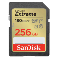 【SanDisk 晟碟】[全新版 再升級] 256GB Extreme SDXC V30 記憶卡(讀速180MB/s 原廠有限永久保固)