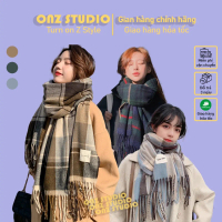 [SẴN ĐỦ MÀU] Khăn quàng cổ ONZ vintage - Khăn choàng cổ len nam nữ Self Service kẻ caro ulzzang Hàn 