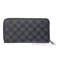 LV Louis Vuitton路易威登 N63095 Damier Graphite棋盤格拉鍊長夾(黑灰)