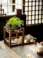 中式復古風核桃配胡桃木博古架桌面茶具置物架創意茶杯收納多寶閣