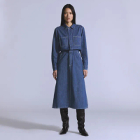 【LEVIS】BLUETAB™ 女款 寬鬆丹寧牛仔連身長袖洋裝 / 外套 人氣新品 001LS-0001