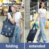 Small Pull Cart Portable Shopping Food Organizer Trolley Bag on Wheels Bags Folding Shopping Bags Buy Vegetables Bag Tug Travel