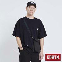 EDWIN EFS 附包寬版落肩配色短袖T恤-男款 黑色