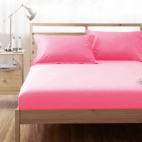 【LUST】素色簡約 甜粉 100%純棉、單人加大3.5尺精梳棉床包/歐式枕套 《不含被套》(台灣製造)