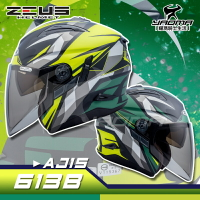 ZEUS 安全帽 ZS-613B AJ15 消光黑/黃綠 內墨鏡 可加下巴 3/4罩 通勤帽 613B 耀瑪騎士