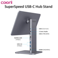 6 in 1USB C HubHDMI Magnetic HUB Multifunctional Stand for iPad Pro Air 11inch/12.9inch 360°Rotation Card Reader 4K@60Hz 60W PD