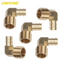LTWFITTING 90 Degree Elbow Brass Barb Fitting 1/2 ID Hose x 1/2-Inch Male NPT Air(Pack of 5)